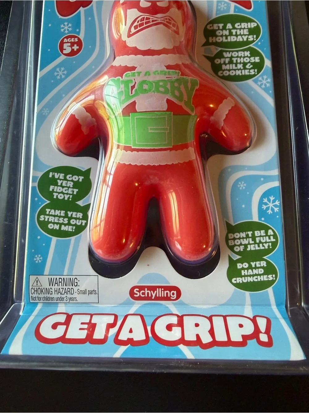 New Schylling Globby Santa Squishy Stress Relief Fidget Toy Get a Grip 5+